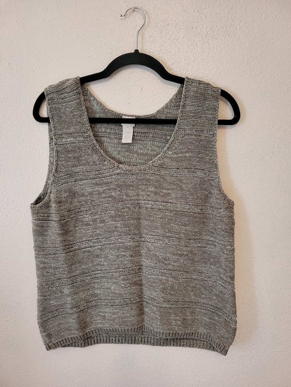 J.Jill Silk Blend Textured Knit Sleeveless Sweater Tank Top Gray XL
